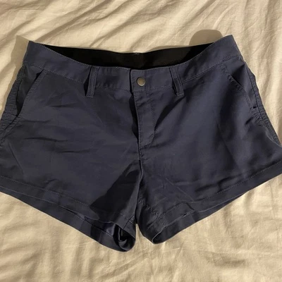 Shorts de prancha havaiano feminino 26 azul marinho com zíper bolsos botão poliéster surf praia - Imagem 1 de 4