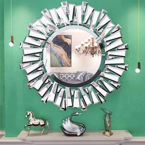 Elegant Stereoscopic Wall Mirror 3D Beveled Edge Decorative Mirror Art Decor US - Picture 1 of 13