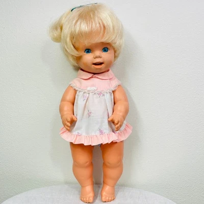 Vintage 1971 Mattel 16" TEARFUL BABY TENDER LOVE Happy Sad Expression Wets Cries - Image 1 of 4