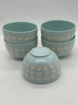 Anthropologie Darling Dots Light Blue 5 1/4" Cereal/Ice Cream Bowls (Set of 5) - Image 1 of 4