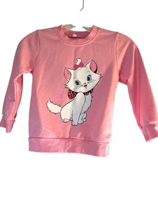 Girls Sweat Shirt Graphic Cat Pink Multi Size 5T - Picture 1 of 5