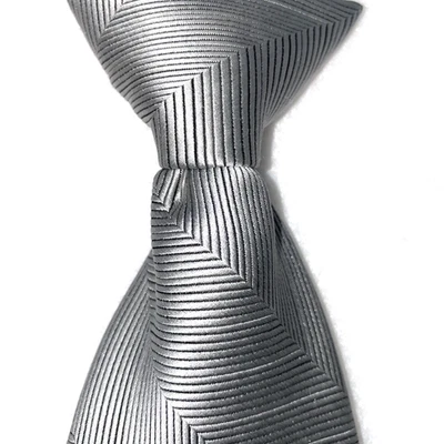 David Taylor Men’s Clip On NeckTie Silver Gray Chevron Classic VTG Tie USA - Image 1 of 4