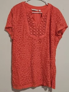 Isaac Mizrahi Live Top XL Red Floral - Picture 1 of 10