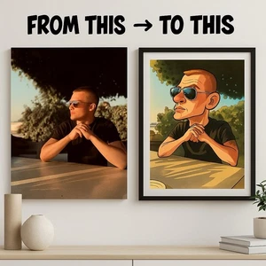 Personalised Caricature A4 Print | Funny Cartoon Portrait Gift | Custom Wall Art - Picture 1 of 16
