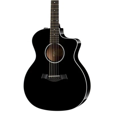 Taylor 214ce BLK DLX Grand Auditorium Acoustic-Electric Guitar w/ ES2 - Black - Image 1 of 2