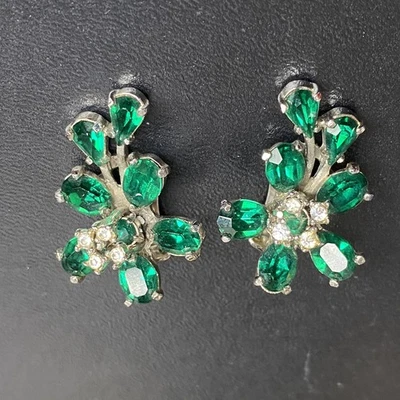 Stunning Christian Dior Mitchel Maer 1950s Rare Vintage Earrings Green Glass. - Image 1 of 4