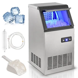 100lbs Commercial Ice Maker Undercounter Ice Cube Machine Freestanding Stainless - Picture 1 of 8