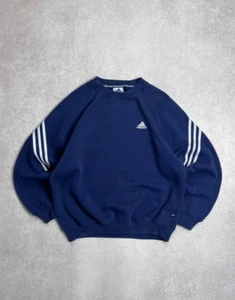 Vintage 90's Adidas 3-striped Heavy Cotton Boxy Sweatshirt M - Picture 1 of 7