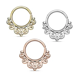 Septum Piercing Vintage Filigree Bendable Design - Picture 1 of 4