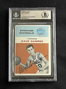 DAVE GAMBEE 1961-62 FLEER ROOKIE SIGNED AUTOGRAPHED CARD BECKETT BAS AUTHENTIC
