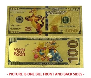 Billete de Winnie The Pooh chapado en lámina de oro de 24k coleccionable de Disney Bill Tigger - Imagen 1 de 1