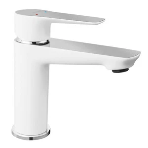 Waschtischarmatur mit Ablaufgarnitur Weiß Bad Wasserhahn Waschbecken Badezimmer - Bild 1 von 2