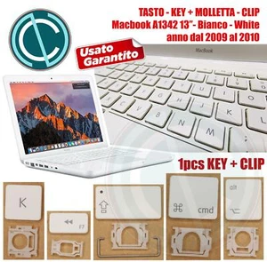 APPLE MACBOOK 13" A1342 BIANCO KEYBOARD KEY TASTO TASTI + MOLLETTA CLIP HINGES - Foto 1 di 2
