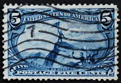 U.S. Used Stamp Scott #288 5c Blue Trans Miss, Superb. Large Margins. A Gem! - Image 1 of 2