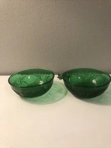 Anchor Hocking Vintage Forest green dessert or fruit bowl (Lot Of 2) - Picture 1 of 8