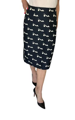 FALDA RECTA LÁPIZ ORLA KIELY AZUL MARINO "ZAPATO" TALLA 6 Foto 1 de 4