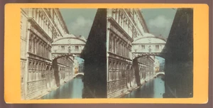 Italia Venezia; Venise la nuit*; Vintage STEREO albumen print; aquarellée; c1880 - Picture 1 of 1
