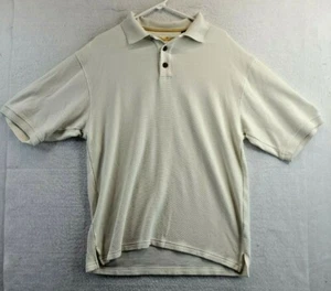 Vintage Silk Blend Sugar Bowl Logo Ivory Eagle Dry Goods Polo Shirt Mens Large - Picture 1 of 9