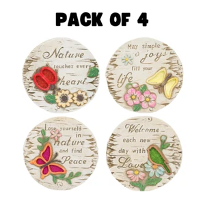 4 Pack Vibrant Butterfly Garden Stepping Stones | Concrete Outdoor Decor - Picture 1 of 11