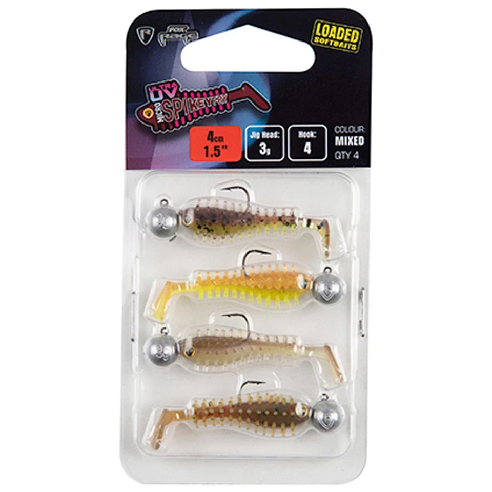 Fox Rage Micro Spikey 4cm Loaded UV Mixed Colour Pack X4 Gummifisch Set - Bild 1 von 1