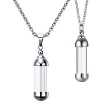 2pcs Glass Tube Vial Cylinder Urn Necklaces Ashes Hair with Chain Keepsake
