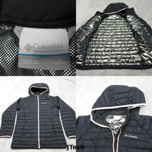 Columbia Jacket Girls Large Black Hooded Full Zip Insulted Omi Heat Puffer - Picture 1 of 14