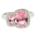 Lovely Gourd shape Pink Morganite CZ Daily Wear Jewelry Silver Rings 9.25