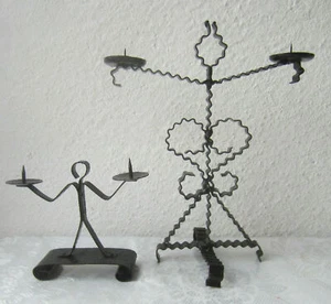 2 x Schmiedeeisen Vintage Kerzenständer Kerzenständer Mensch / Mensch geformt, Metall - Bild 1 von 10