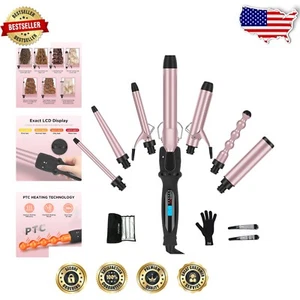 7-in-1 Curling Iron Set - Adjustable Temp, Negative Ionic Care, Dual Voltage - Imagen 1 de 10