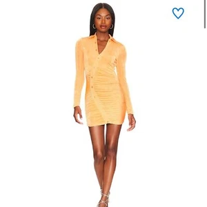 Superdown orangefarbenes Evelyn Kleid mit Knopfleiste Größe Large - Bild 1 von 10