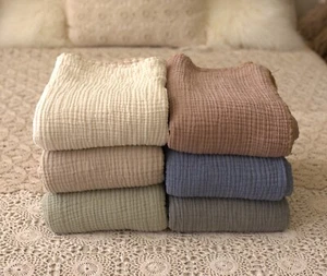 100% Soft 4 Layer Gauze Blanket, Cotton Muslin Bedcover, King Size Coverlet - Picture 1 of 19