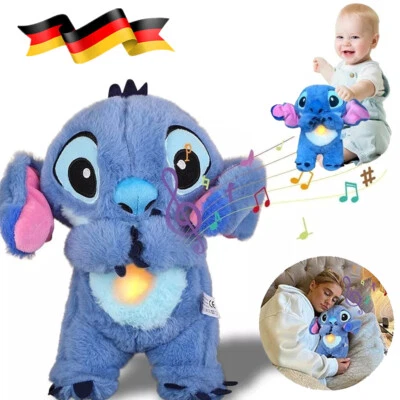 MARKENLOS mit Atembewegung und Musik Schlummer Ruhe Stitch Spieluhr Plüsch Kuscheltier DHL