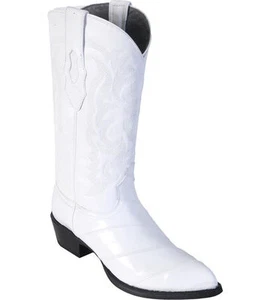 LOS ALTOS MEN WHITE GENUINE EEL WESTERN COWBOY BOOT J-TOE (EE) 990828 - Picture 1 of 2