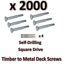 2000 X Self Drilling Decking Screws Galv 10g X 50mm Timber to Metal Square Drive
