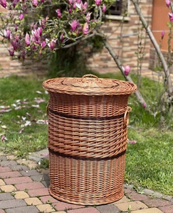 handmade wicker laundry storage basket hamper holder organizer ecofriendly - Picture 1 of 4