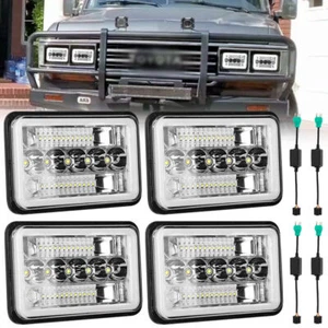 4Pcs 4"X6" LED Headlights Hi/Lo w/DRL + Adapters For Landcruiser 60 61 80 Series - Picture 1 of 15