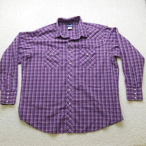 Vintage Wrangler Hemd Herren XXL lila kariert Western Pearl Snap Rodeo - Bild 1 von 10