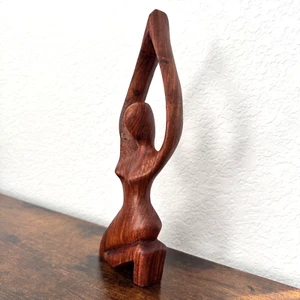 VTG MCM Carved Wood Nude Female Sculpture Statue Abstract Woman Figure Folk Art - Picture 1 of 11