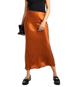 Stradivarius Caramel Brown Satin Maxi Skirt Women’s UK Size S - Bild 1 von 6