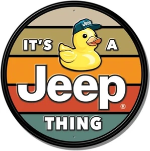 Vintage Jeep Sign Duck Rubber Ducky Hat Logo Metal Tin Wall Off Road Garage - Picture 1 of 4