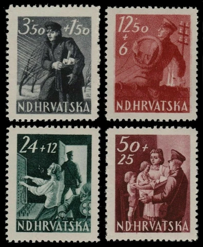 ✔️ CROATIA 1945 - PTT POSTAL SERVICES - PERF L11 - SC. B77/B80 ** MNH OG [CR173] Cover