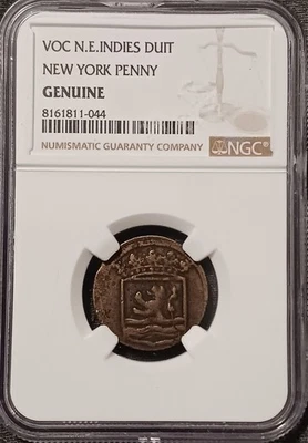 1754 New York Penny VOC N.E.INDIES DUIT Graded Genuine By NGC  - Image 1 of 4
