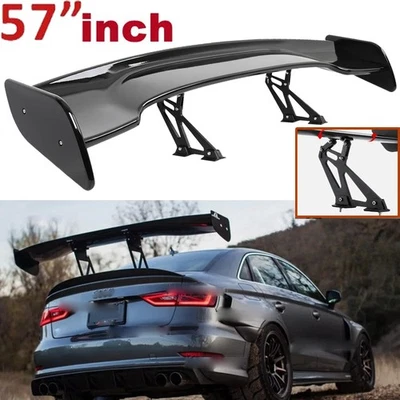 57" Rear Spoiler Wing For Audi A3 A4 S3 S4 RS3 Sedan Truck GT-Style Glossy Black - Image 1 of 4