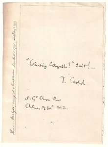 Carlyle, Thomas.	Autogramm Spruch signiert "T.Carlyle" 1862 - Bild 1 von 1