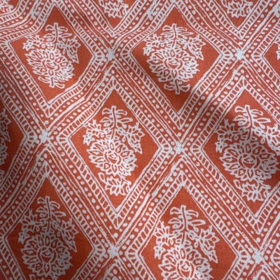 Keepsake Calico Fabric JoAnn Flower Peach & White Geometric Floral 1 yd Cotton - Image 1 of 4