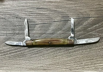 Faca de congresso vintage década de 1980 PARKER IMAI K-298 SWAYBACK 4 LÂMINAS OSSO IRREGULAR STAG - Imagem 1 de 4