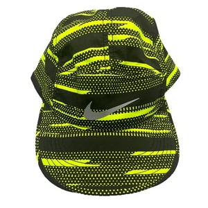 Gorra para correr Nike Dri-Fit AW84 5 paneles verde neón negra hebilla abstracta para hombre - Imagen 1 de 11