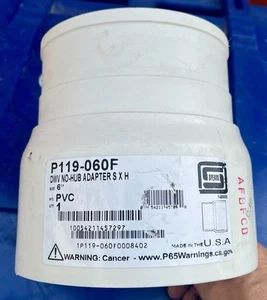 Spears P119-060F 6" PVC DWV No-Hub Adapter Spigot x Hub New Open Box - Picture 1 of 4