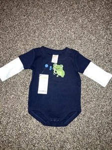 Baby Jungen Gymboree 0-3 Monate Blau Frosch Body Lagenlook - Bild 1 von 4