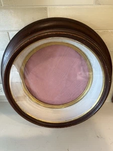 RARE Round Antique Wood Frame, 3.75” Deep 16.5” Diameter Fabric Changeable, READ - Picture 1 of 21